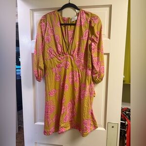Floral Pink and Gold Dress